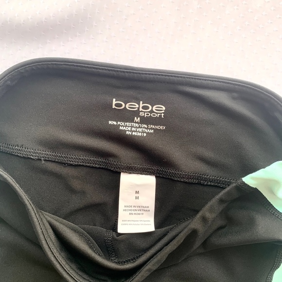 BEBE SPORT BLACK MINT COLOR BLOCK CAPRI LEGGINGS - Picture 9 of 9